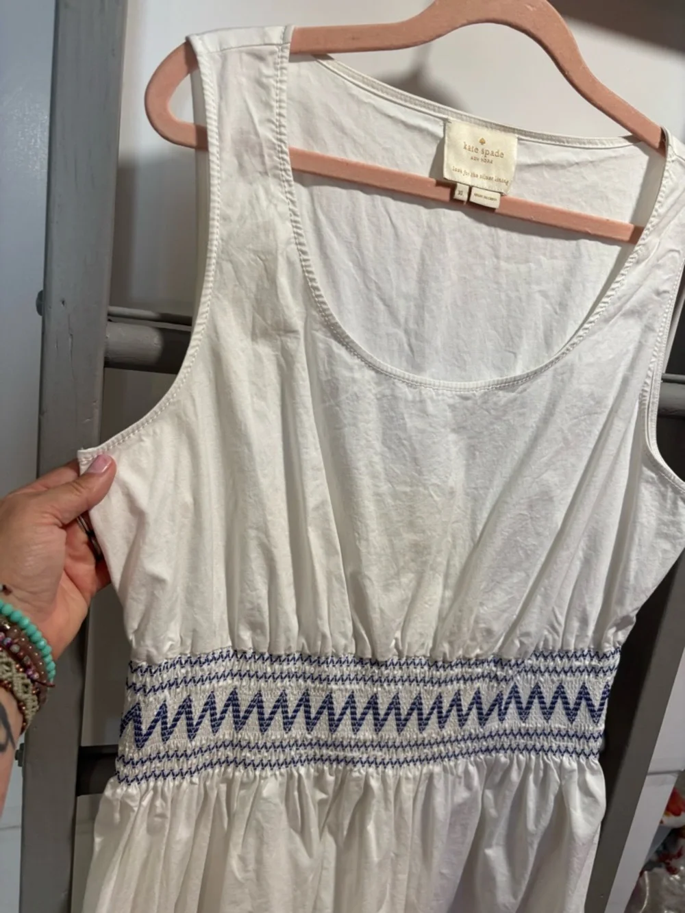 Kate Spade XL Smocked cotton sun dress, summer, old money, elevated basics